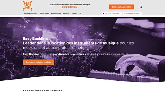 Page d'accueil du site e-commerce easybackline.fr