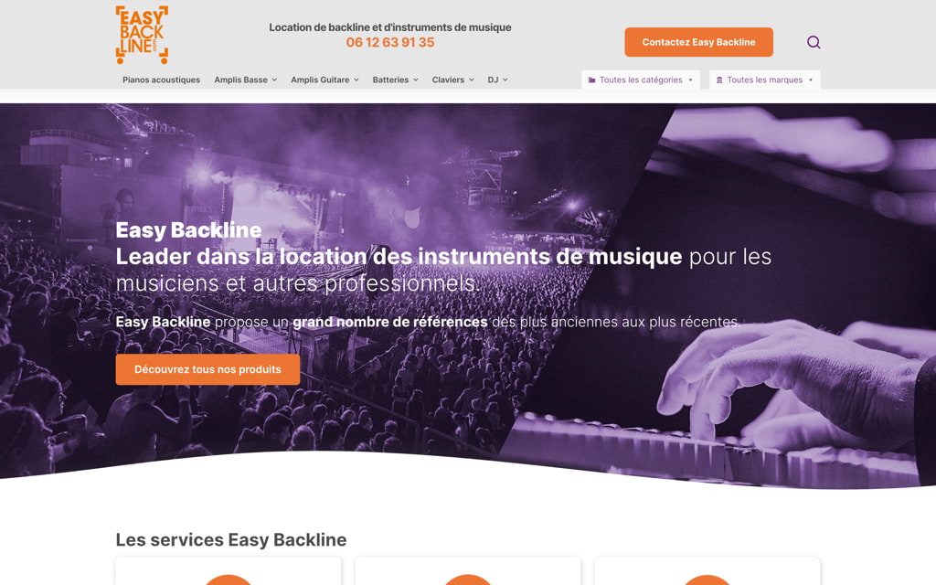 Page d'accueil du site web easybackline.fr